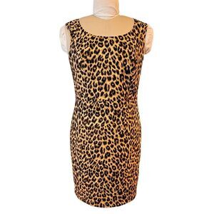 Leslie Stuart Leopard Print Dress Sz. 10 Lined Back Zip Career Party